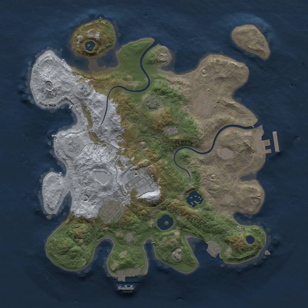 Rust Map: Procedural Map, Size: 3000, Seed: 1580892666, 10 Monuments