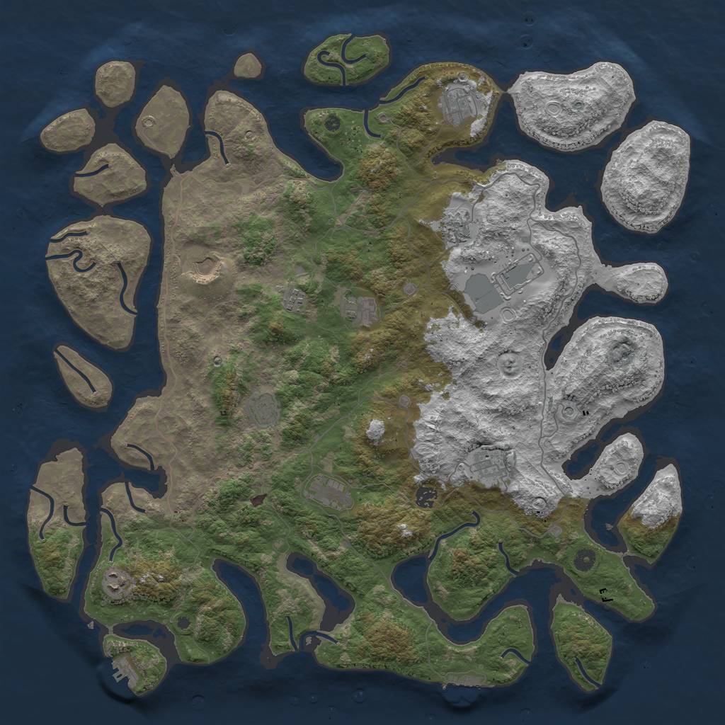 Rust Map: Procedural Map, Size: 4927, Seed: 95348242, 22 Monuments