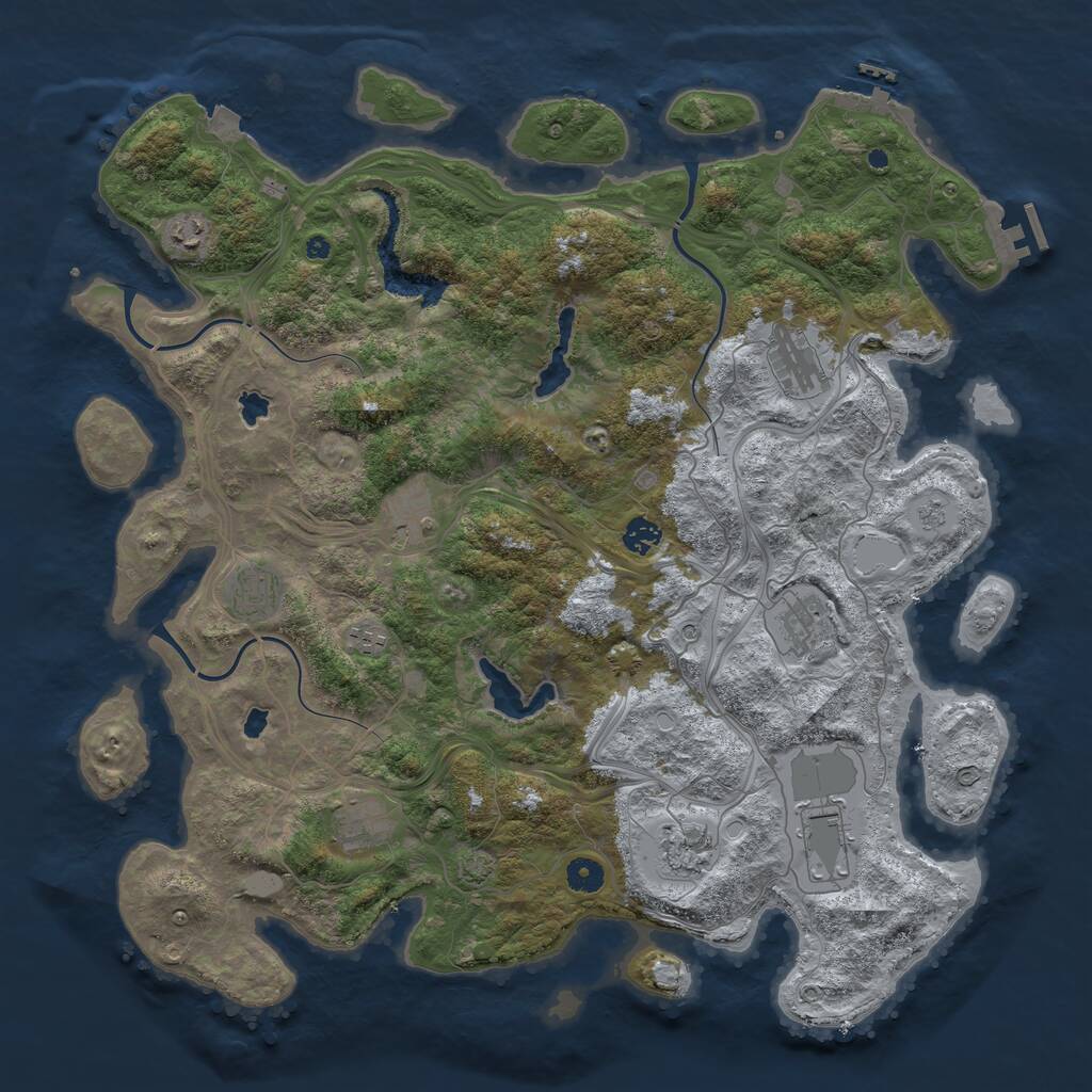 Rust Map: Procedural Map, Size: 4500, Seed: 8675310, 16 Monuments