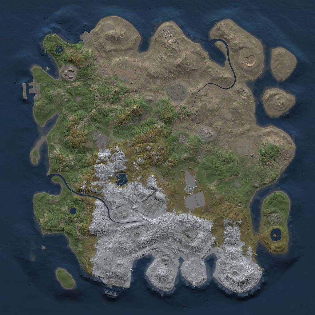 Rust Map: Procedural Map, Size: 3950, Seed: 863533, 17 Monuments