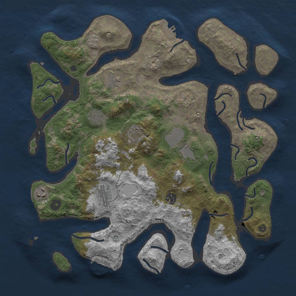 Rust Map: Procedural Map, Size: 3950, Seed: 863533, 20 Monuments