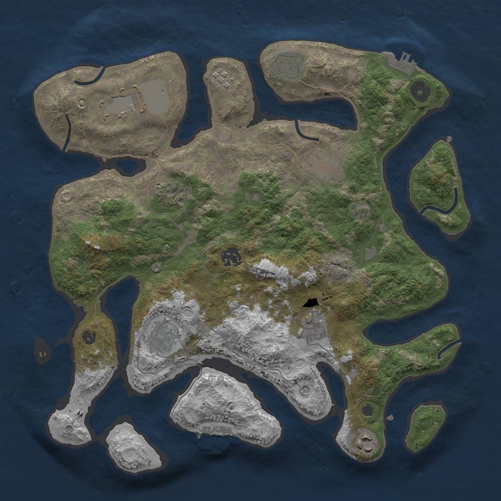 Rust Map: Procedural Map, Size: 3750, Seed: 413088810, 20 Monuments