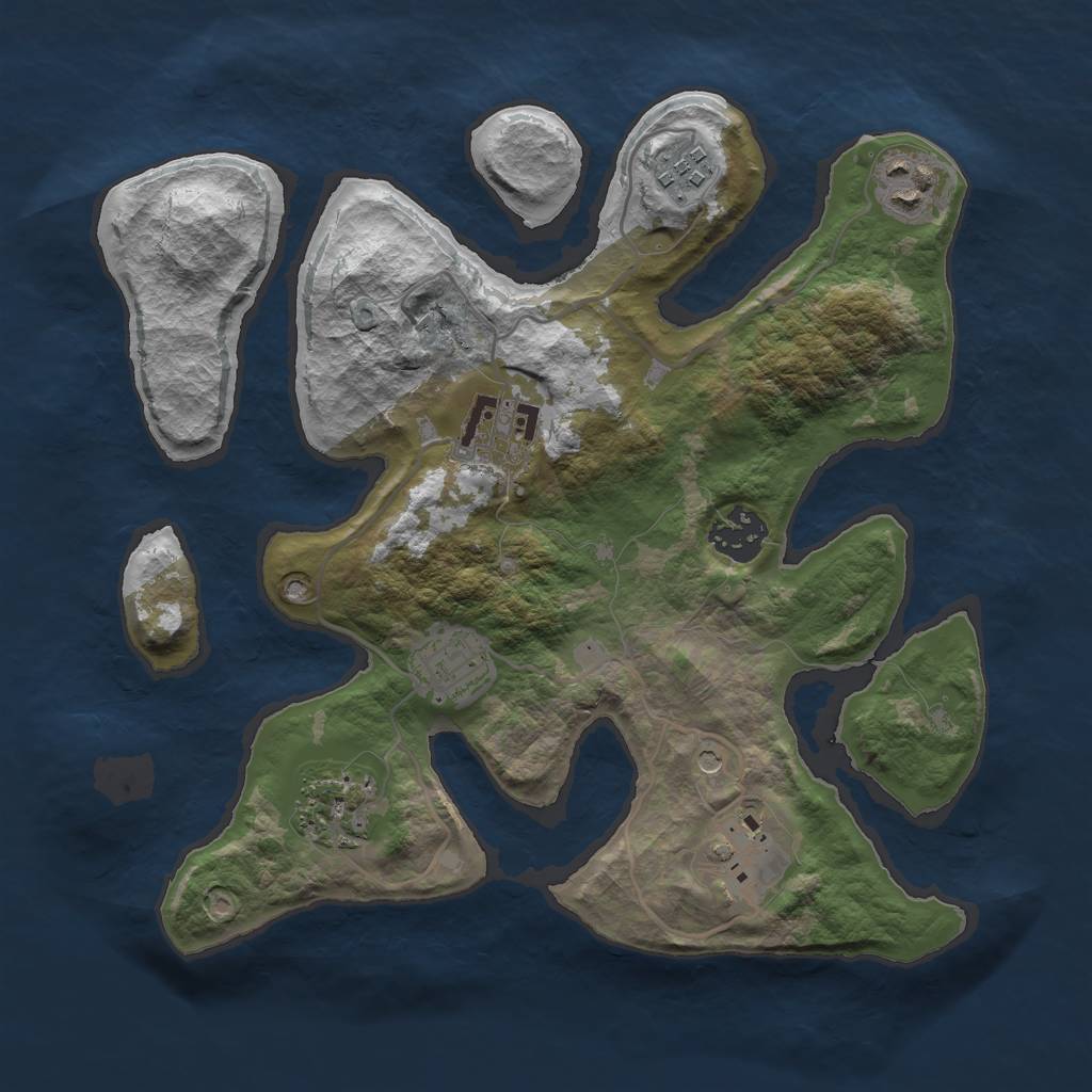 Rust Map: Barren, Size: 3000, Seed: 303034, 10 Monuments