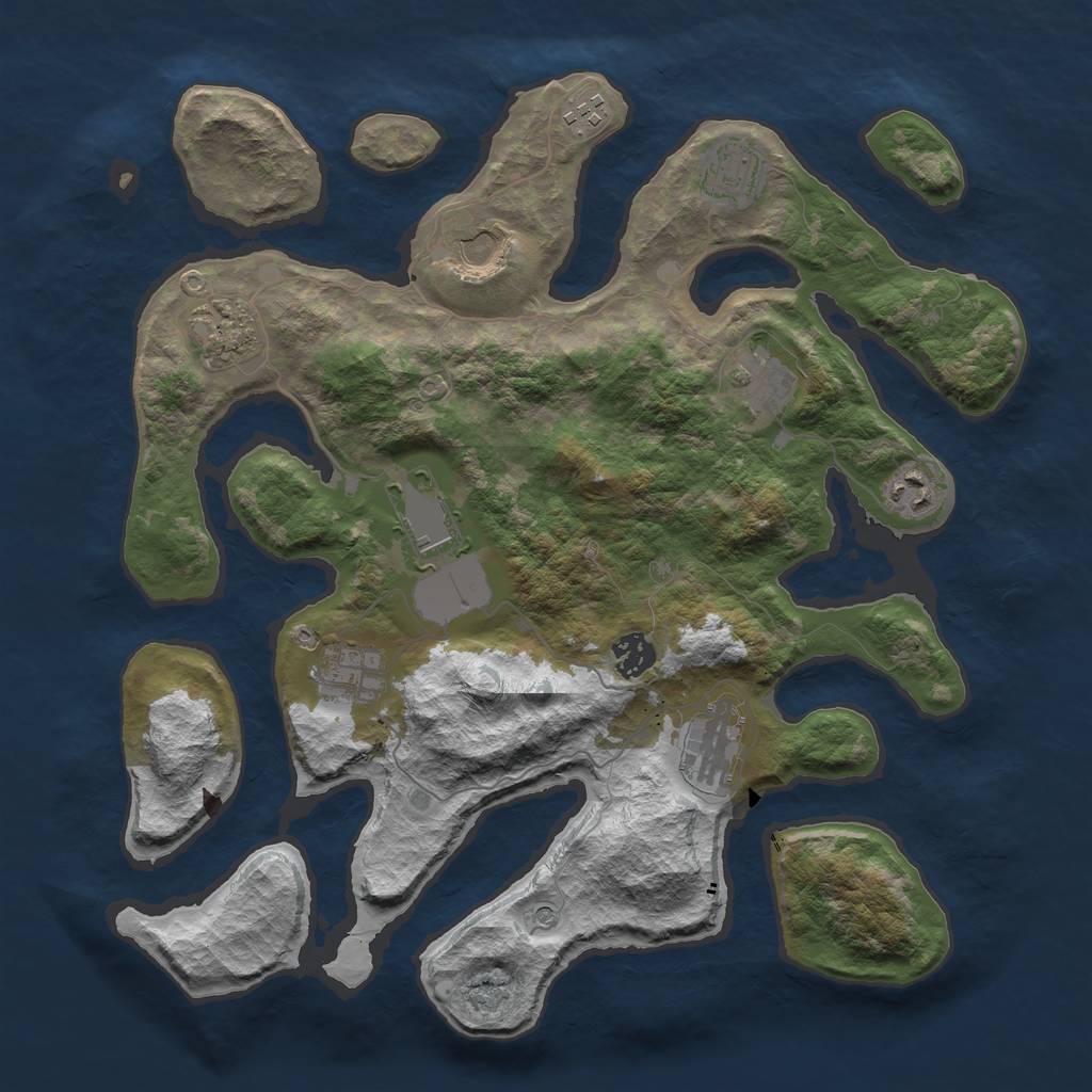 Rust Map: Barren, Size: 3750, Seed: 5677632, 13 Monuments