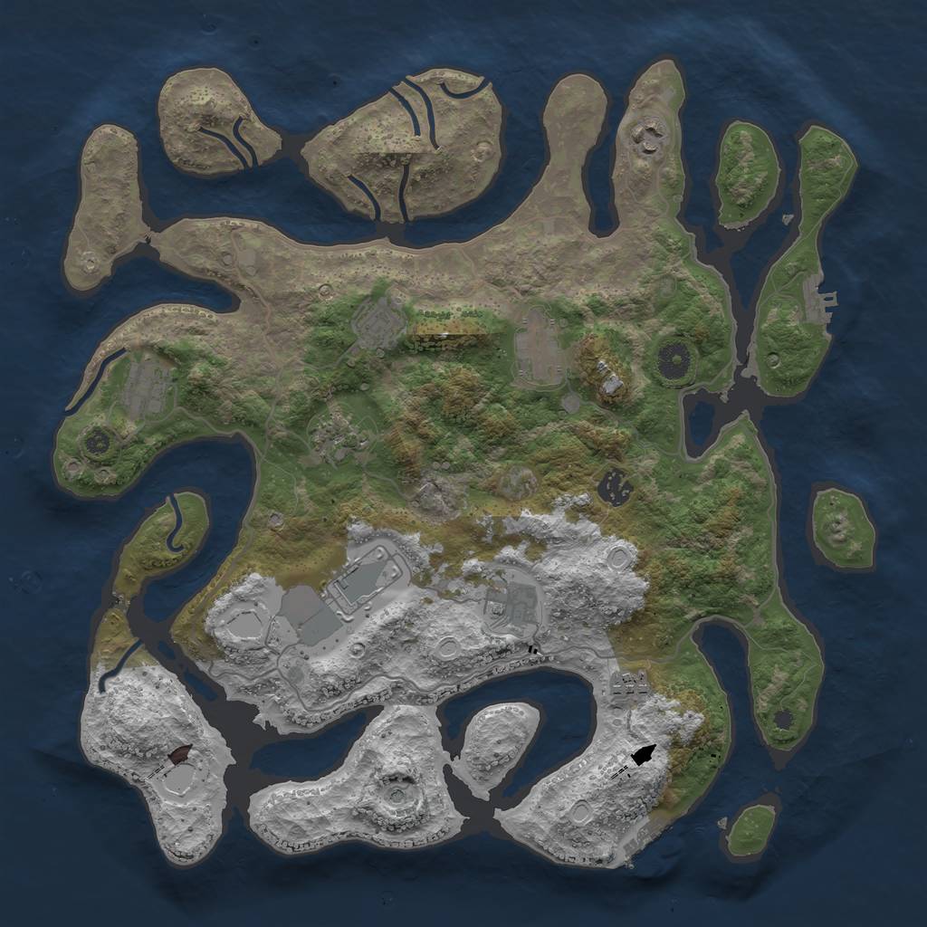 Rust Map: Procedural Map, Size: 4000, Seed: 174111, 20 Monuments