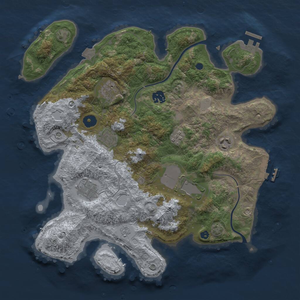 Rust Map: Procedural Map, Size: 3500, Seed: 2117153495, 13 Monuments
