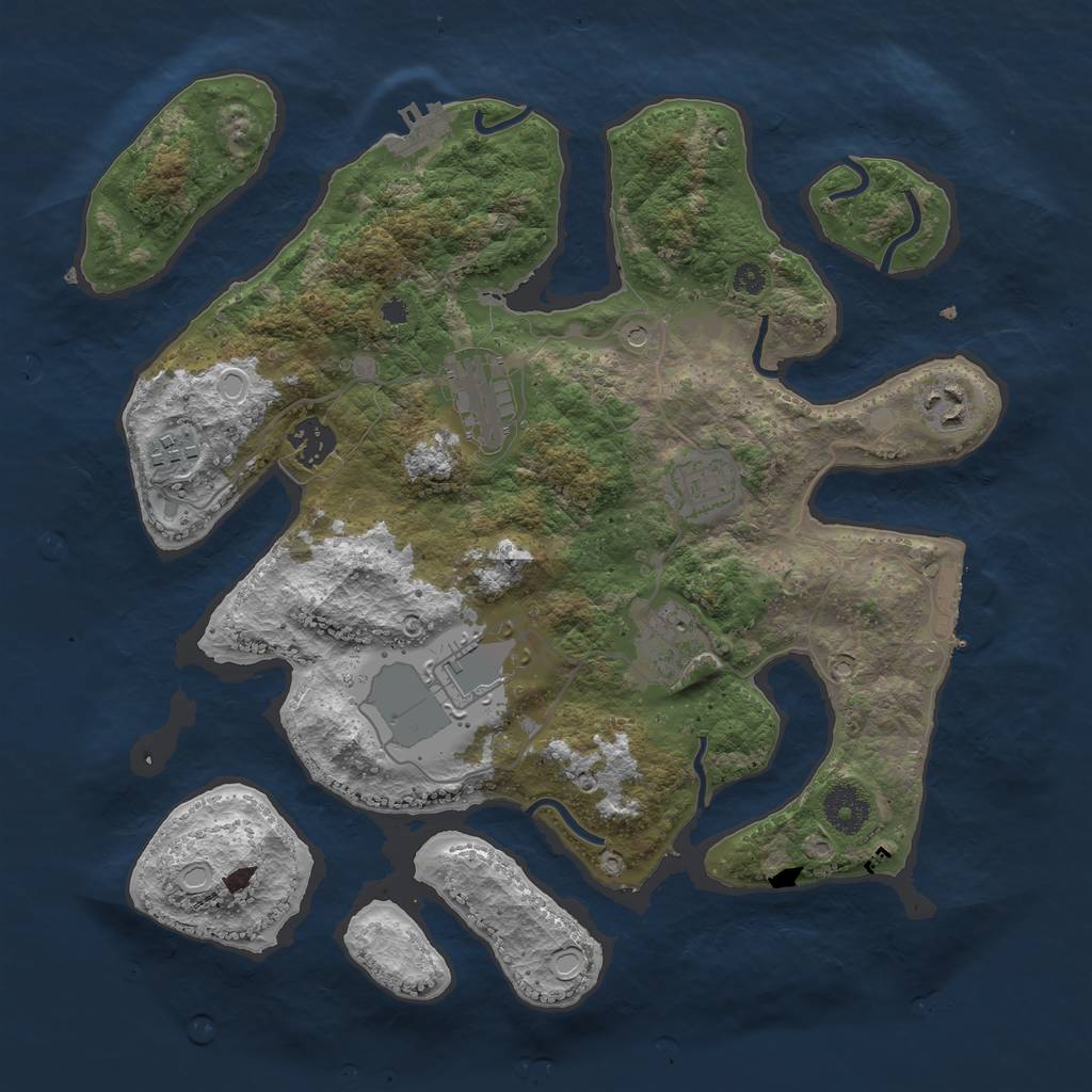 Rust Map: Procedural Map, Size: 3500, Seed: 2117153495, 18 Monuments