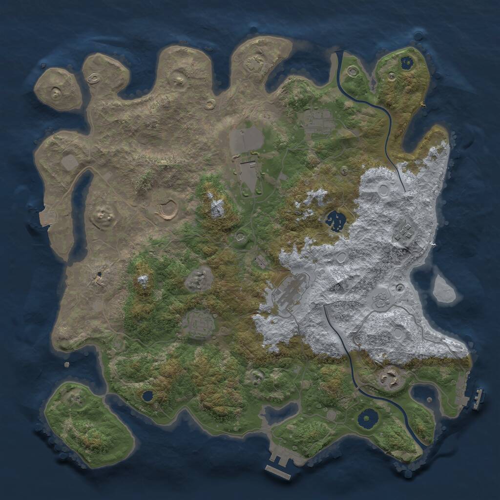 Rust Map: Procedural Map, Size: 3800, Seed: 535587569, 14 Monuments