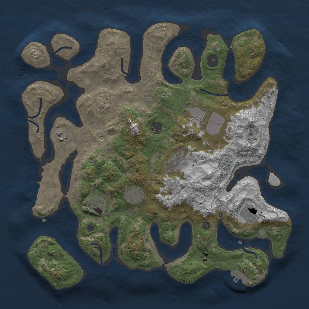 Rust Map: Procedural Map, Size: 3800, Seed: 535587569, 20 Monuments