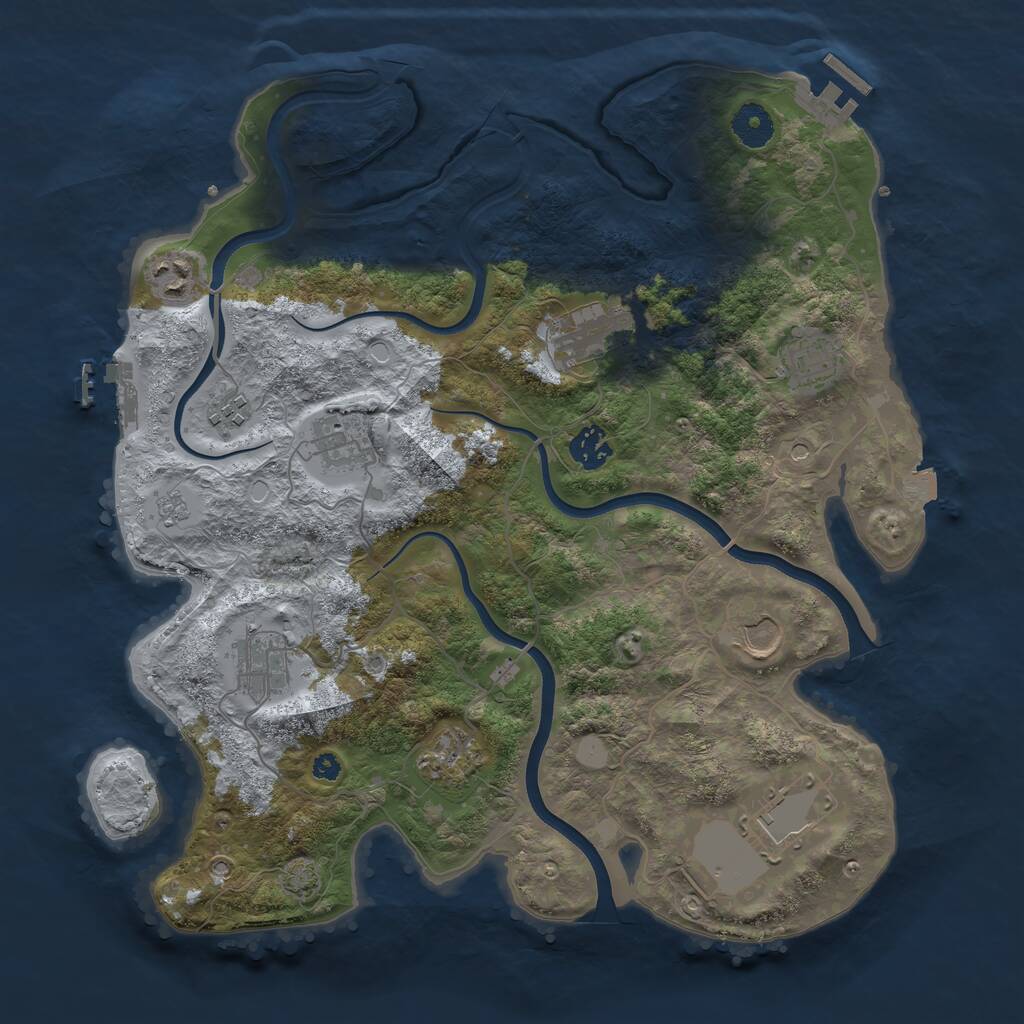 Rust Map: Procedural Map, Size: 3700, Seed: 649862, 16 Monuments