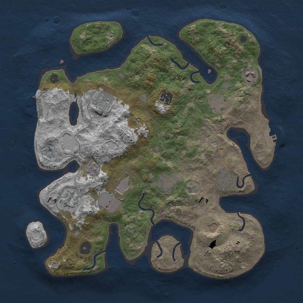 Rust Map: Procedural Map, Size: 3700, Seed: 649862, 21 Monuments