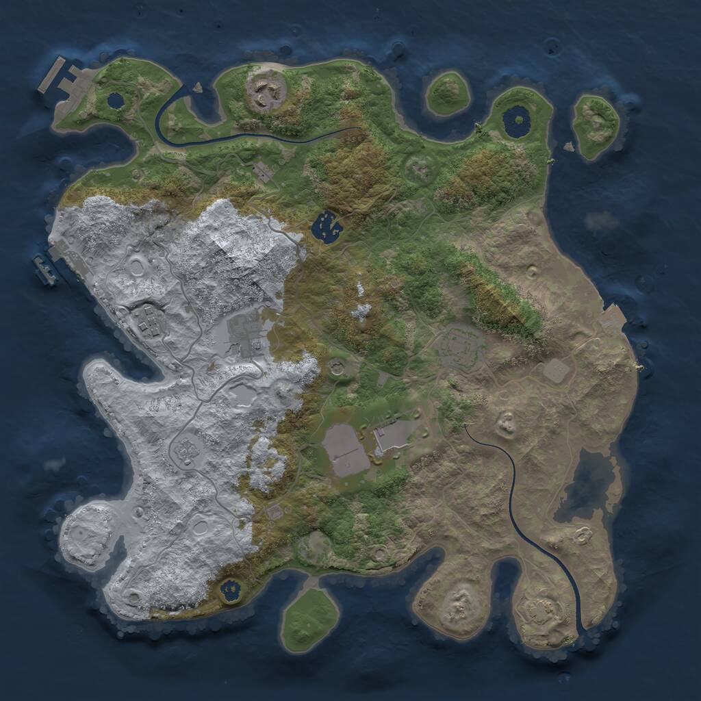 Rust Map: Procedural Map, Size: 3500, Seed: 1275089081, 12 Monuments