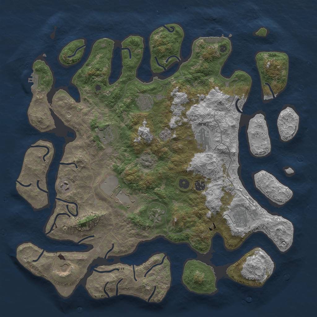 Rust Map: Procedural Map, Size: 4500, Seed: 12545556, 21 Monuments
