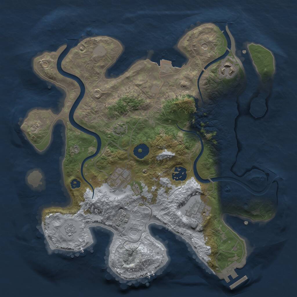 Rust Map: Procedural Map, Size: 3000, Seed: 542034, 10 Monuments