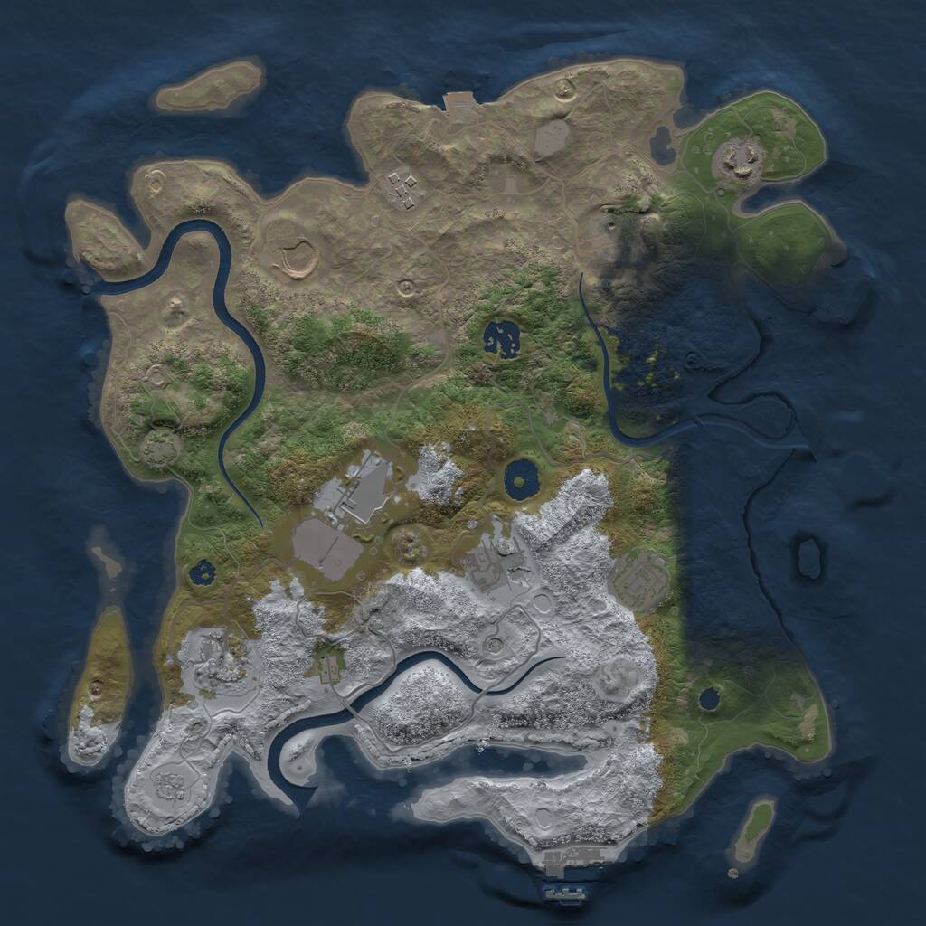 Rust Map: Procedural Map, Size: 3600, Seed: 905263, 15 Monuments