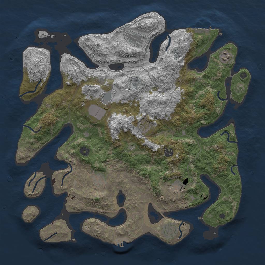 Rust Map: Procedural Map, Size: 4096, Seed: 53639071, 20 Monuments