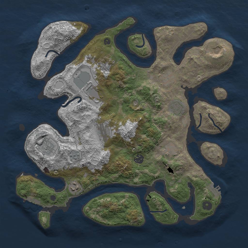 Rust Map: Procedural Map, Size: 3850, Seed: 2052245253, 22 Monuments