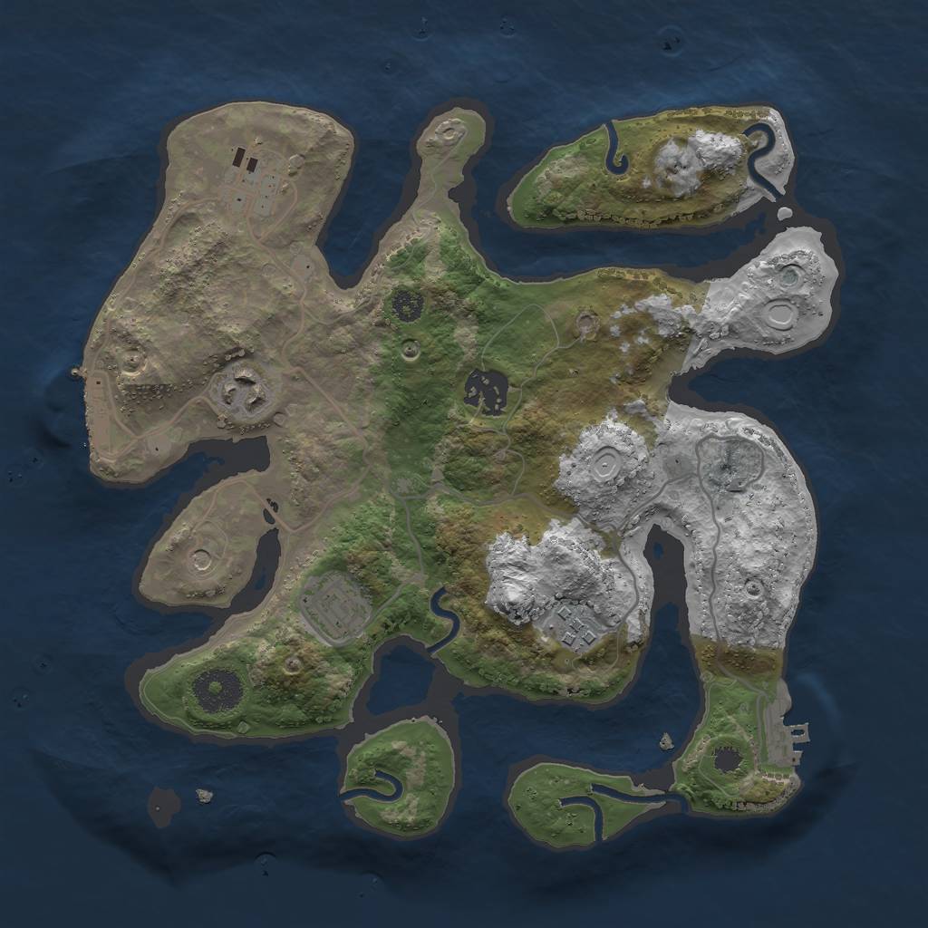 Rust Map: Procedural Map, Size: 3000, Seed: 544362, 16 Monuments