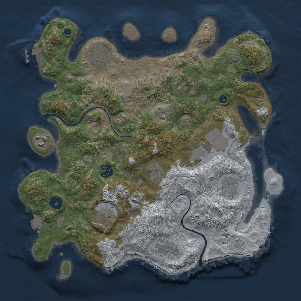 Rust Map: Procedural Map, Size: 3500, Seed: 1135779268, 14 Monuments