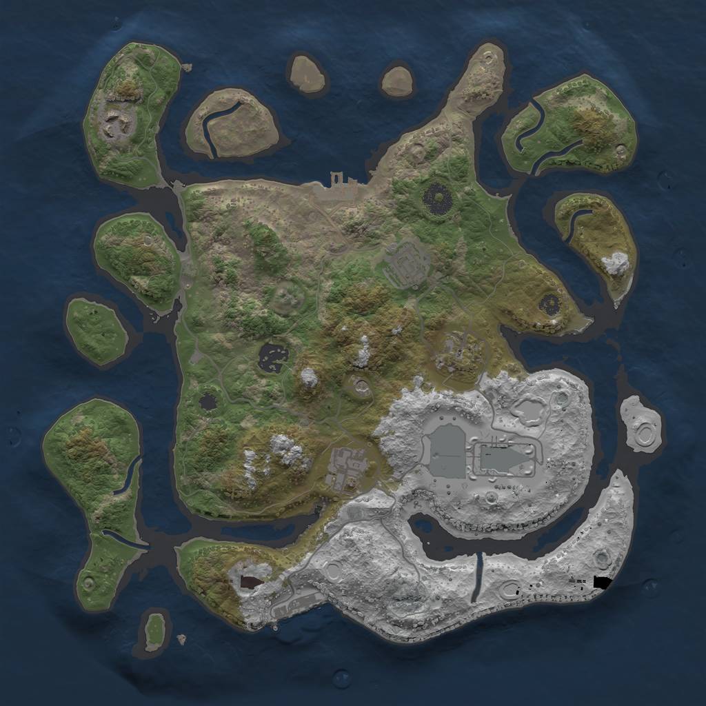 Rust Map: Procedural Map, Size: 3500, Seed: 1135779268, 17 Monuments