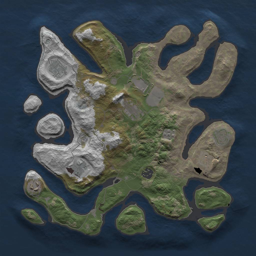 Rust Map: Barren, Size: 3500, Seed: 1721997125, 12 Monuments