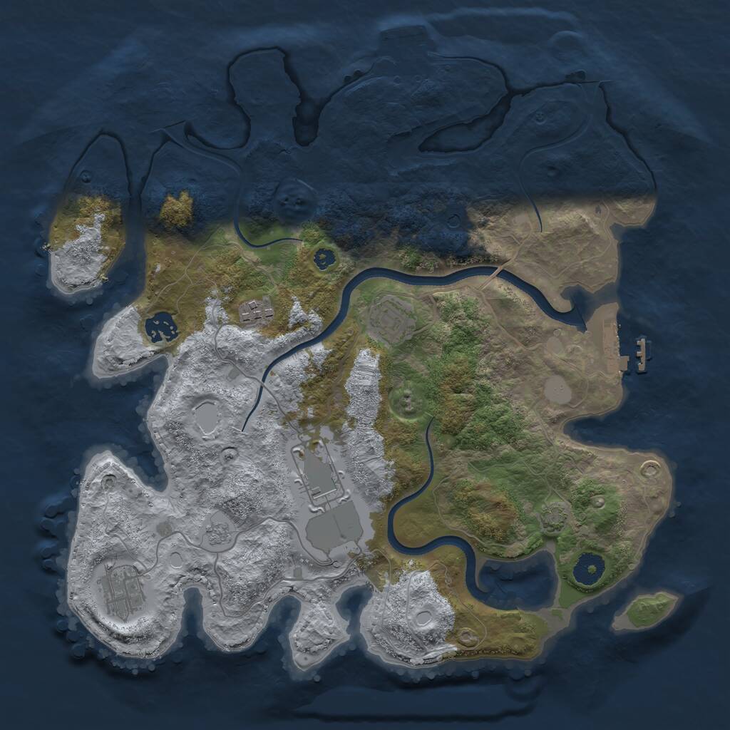 Rust Map: Procedural Map, Size: 3500, Seed: 5126, 11 Monuments