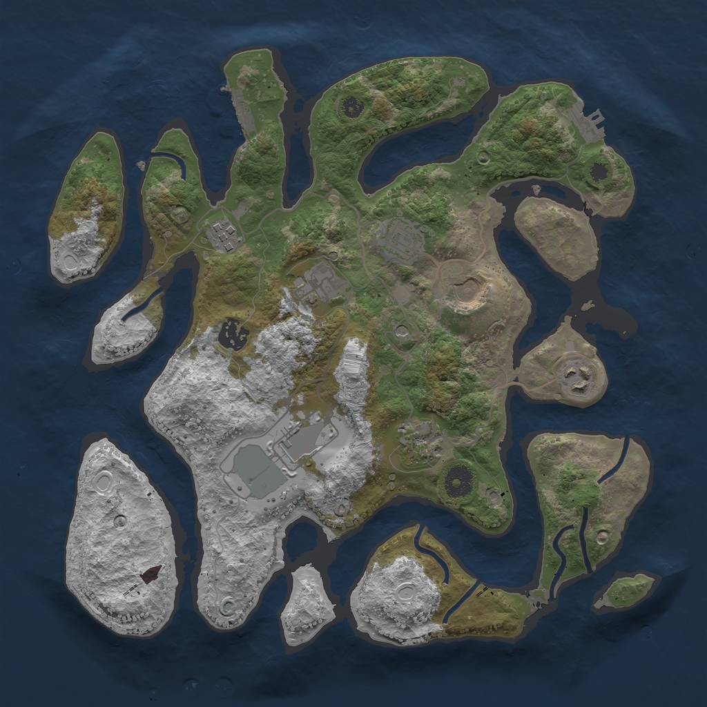 Rust Map: Procedural Map, Size: 3500, Seed: 5126, 19 Monuments