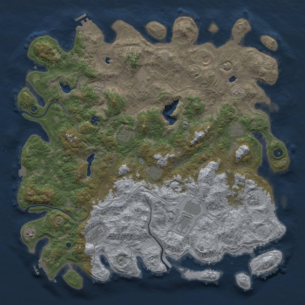 Rust Map: Procedural Map, Size: 4991, Seed: 987654321, 17 Monuments