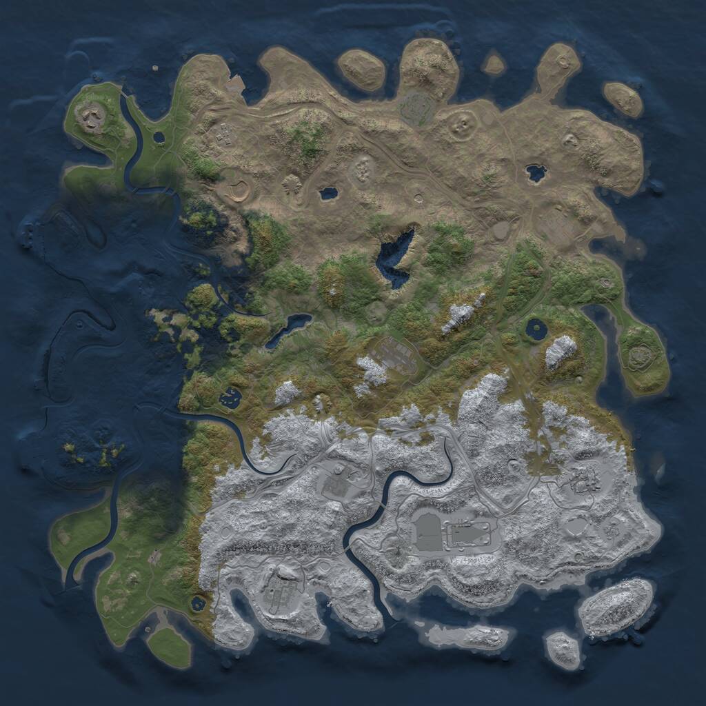 Rust Map: Procedural Map, Size: 4991, Seed: 987654321, 17 Monuments
