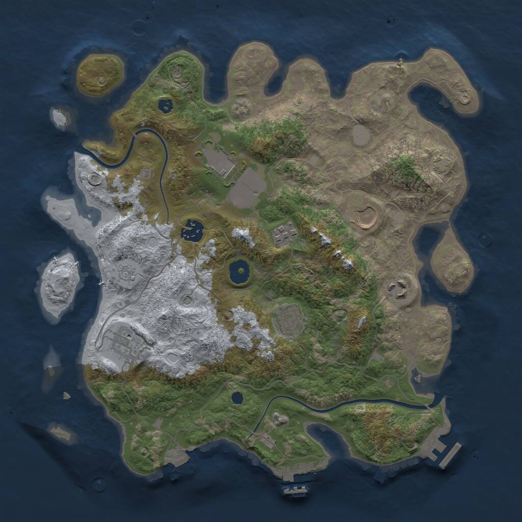 Rust Map: Procedural Map, Size: 3500, Seed: 91008, 13 Monuments