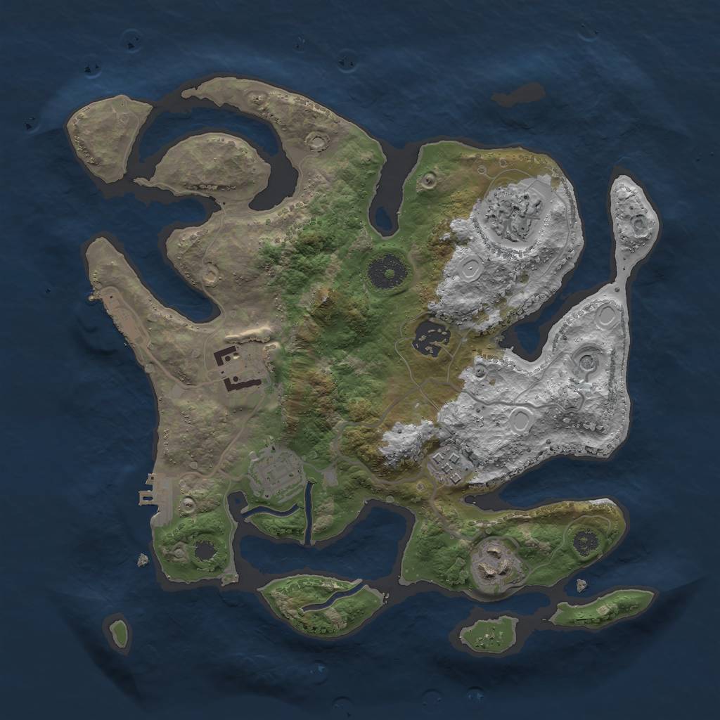 Rust Map: Procedural Map, Size: 3000, Seed: 107571, 17 Monuments