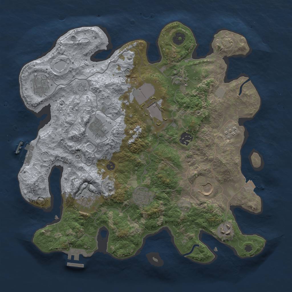 Rust Map: Procedural Map, Size: 3500, Seed: 120201993, 18 Monuments