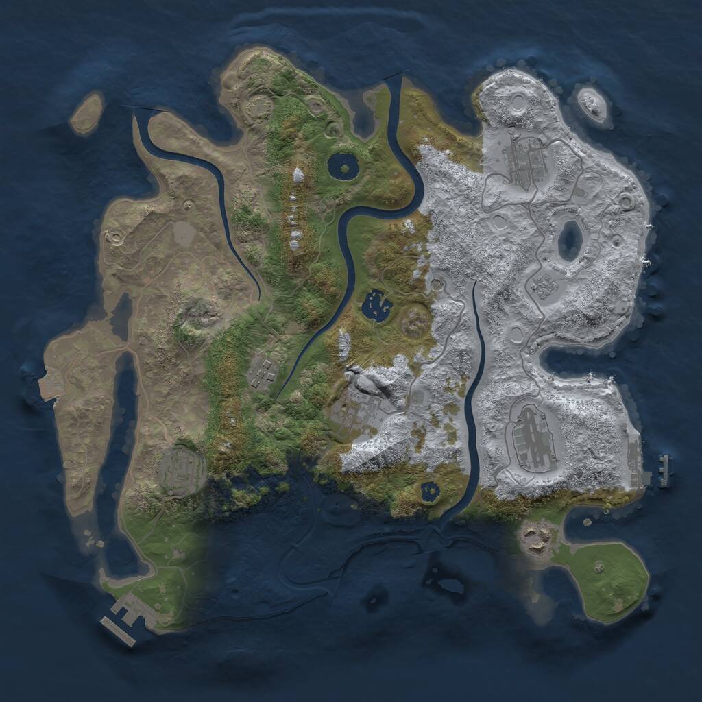 Rust Map: Procedural Map, Size: 3500, Seed: 1570, 13 Monuments