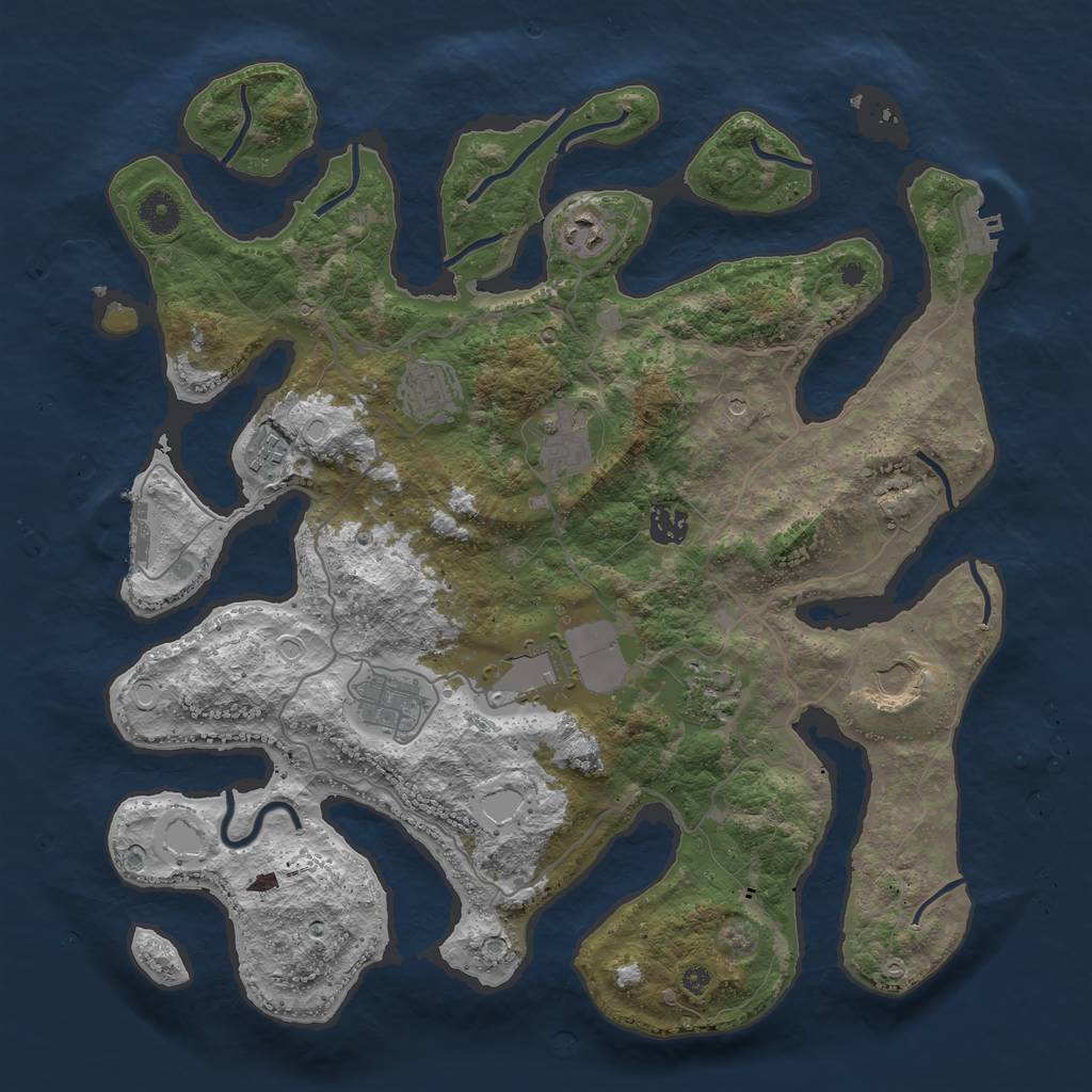 Rust Map: Procedural Map, Size: 4000, Seed: 7576745, 20 Monuments