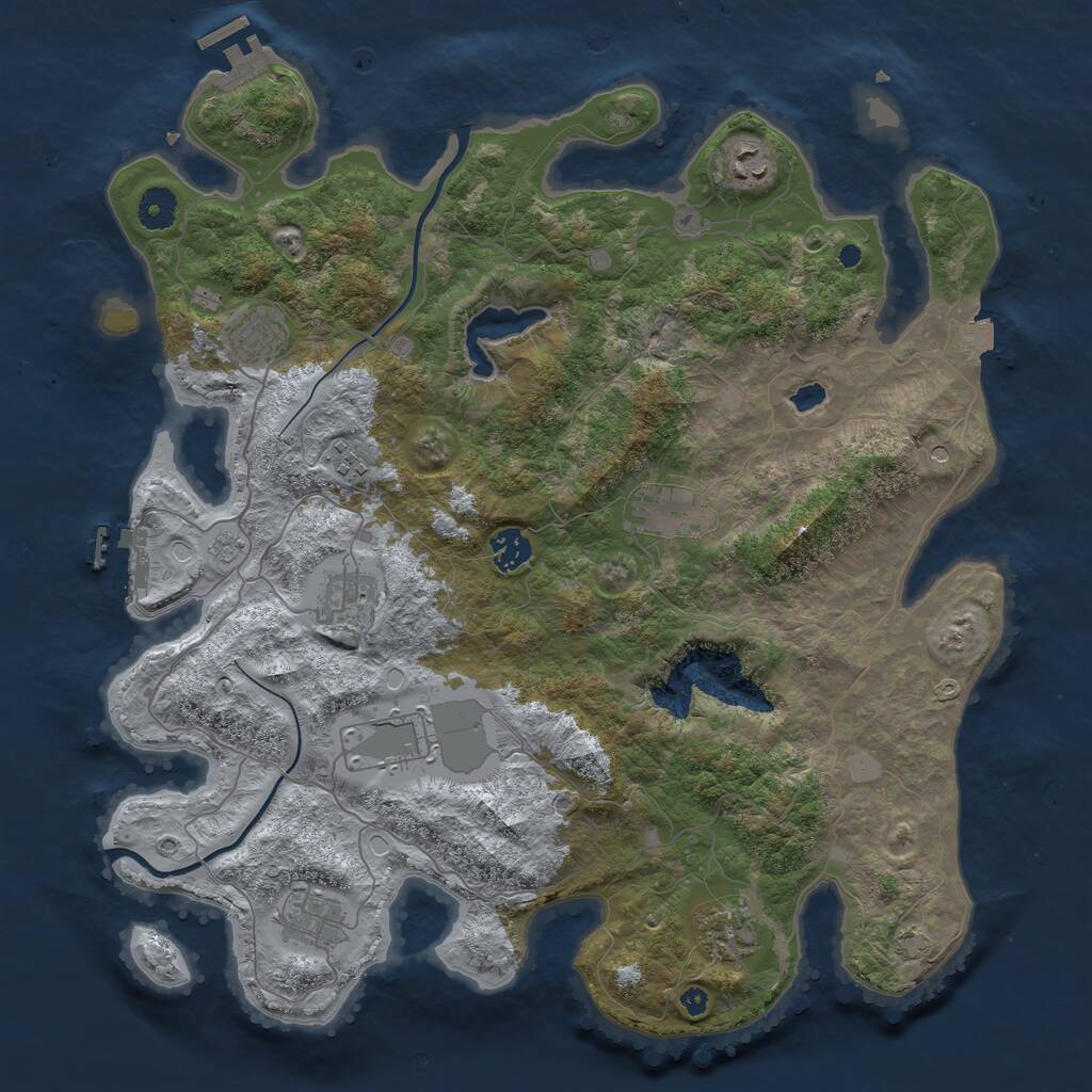 Rust Map: Procedural Map, Size: 4000, Seed: 7576745, 15 Monuments
