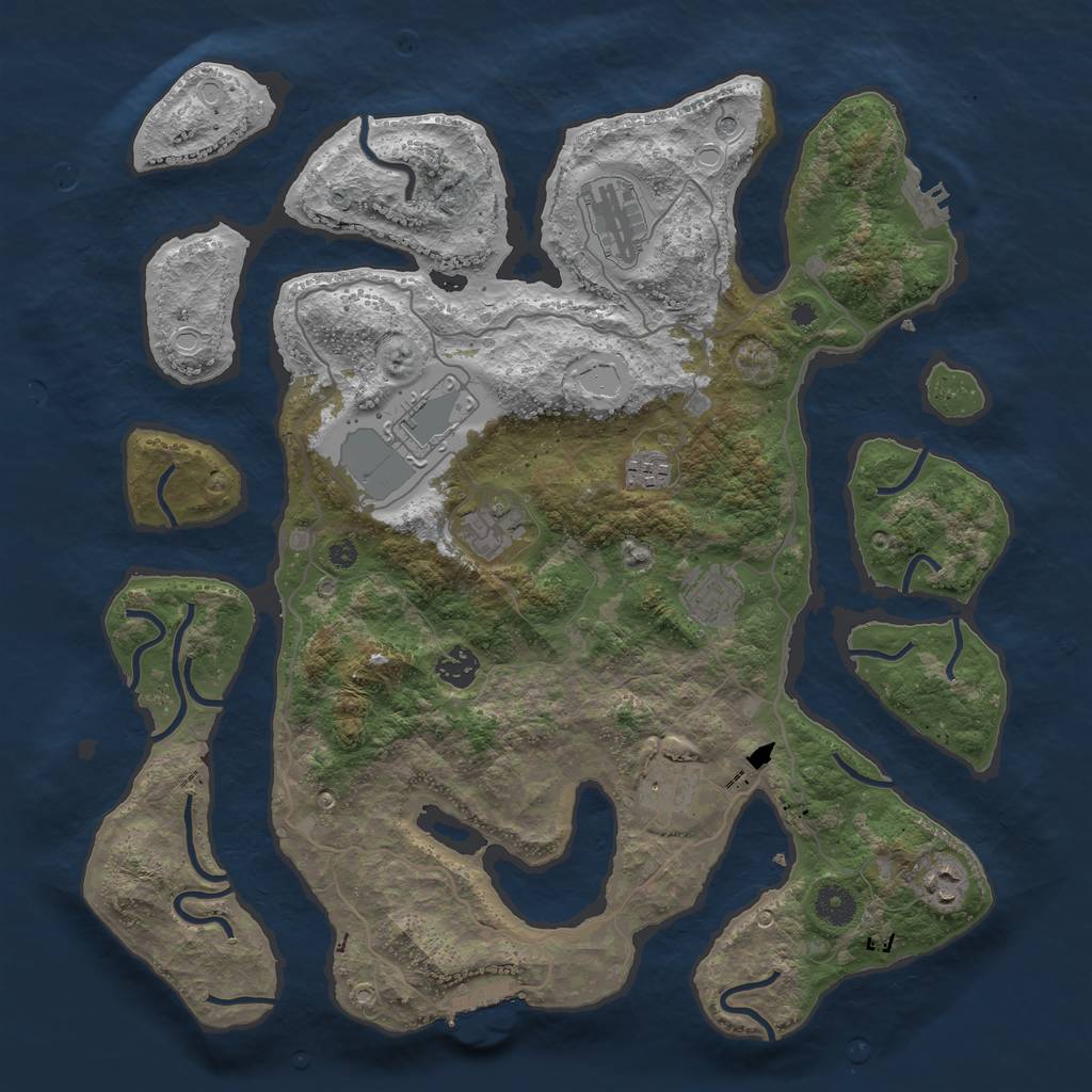 Rust Map: Procedural Map, Size: 4000, Seed: 1622, 19 Monuments