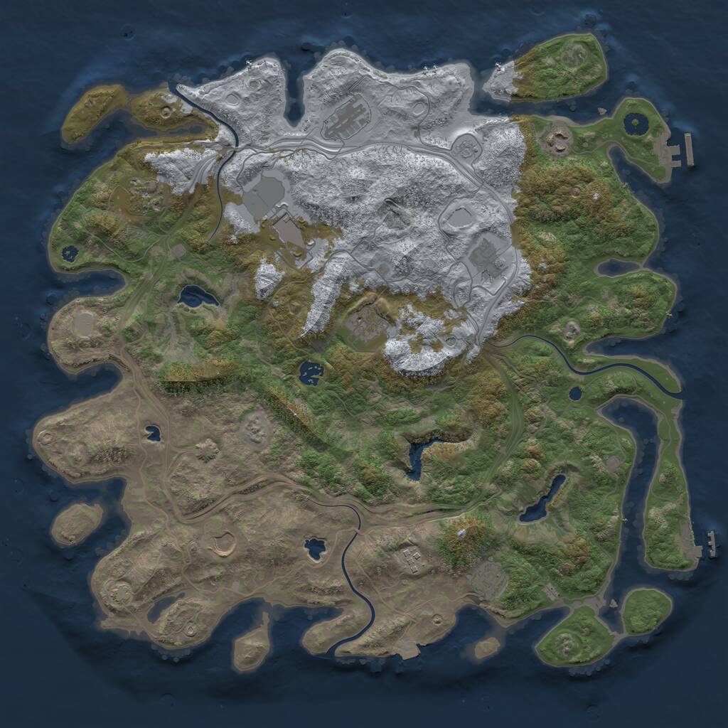 Rust Map: Procedural Map, Size: 4500, Seed: 1893714905, 16 Monuments