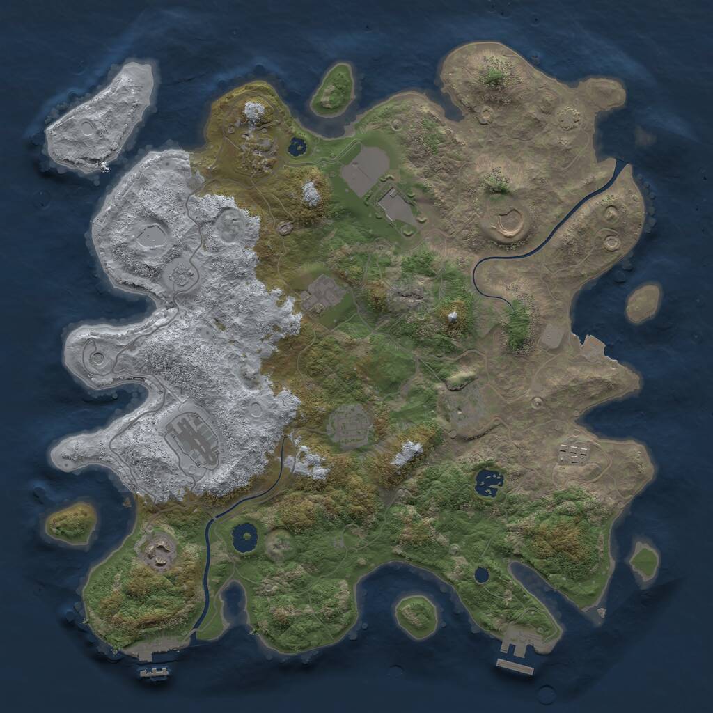 Rust Map: Procedural Map, Size: 3850, Seed: 243, 16 Monuments