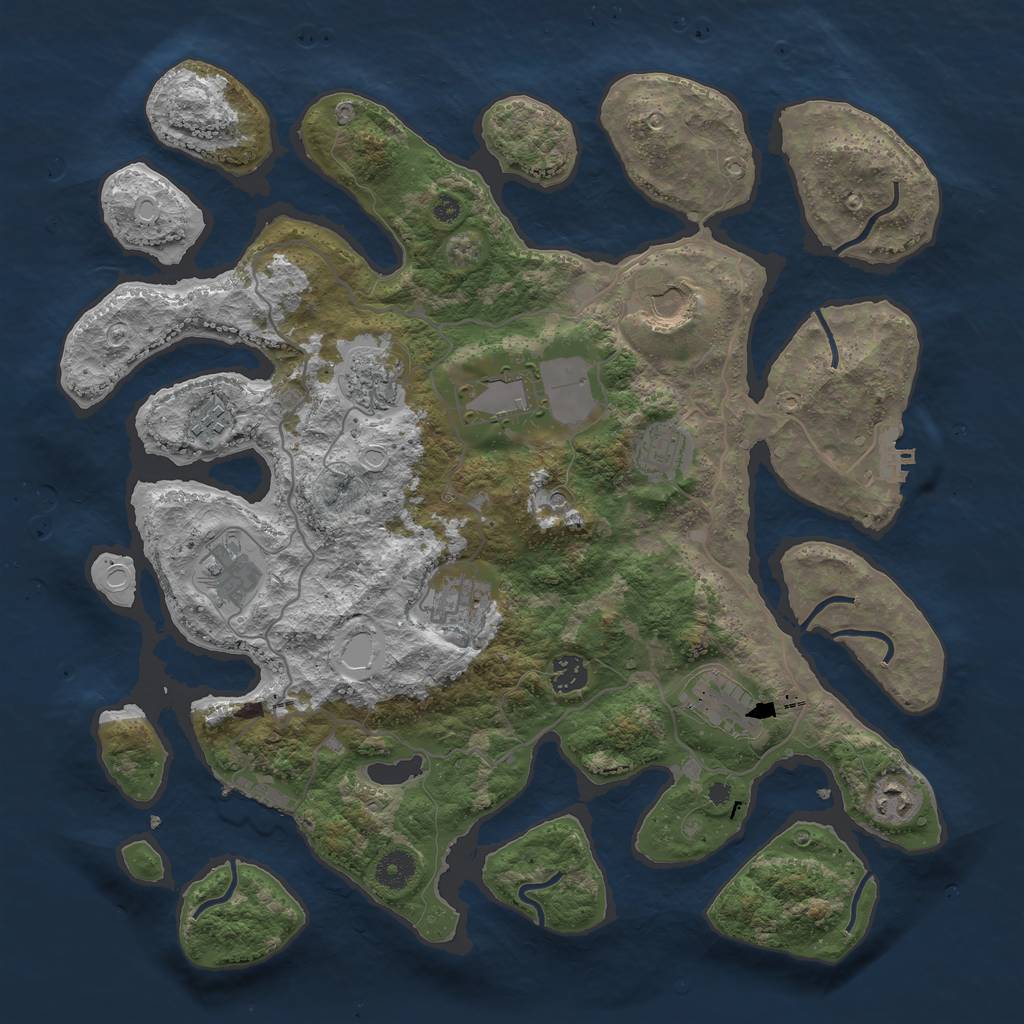 Rust Map: Procedural Map, Size: 4000, Seed: 1226715599, 21 Monuments