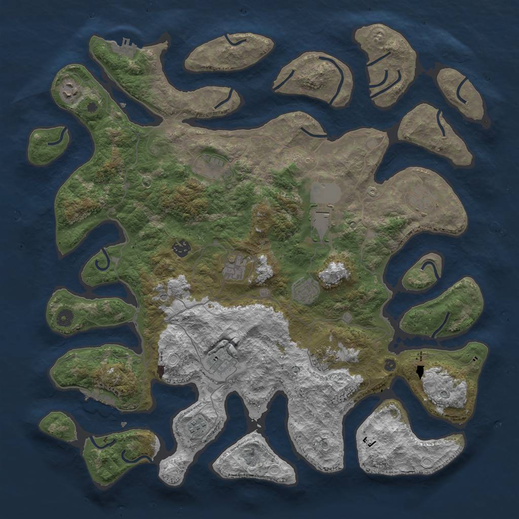 Rust Map: Procedural Map, Size: 4500, Seed: 12864165, 21 Monuments