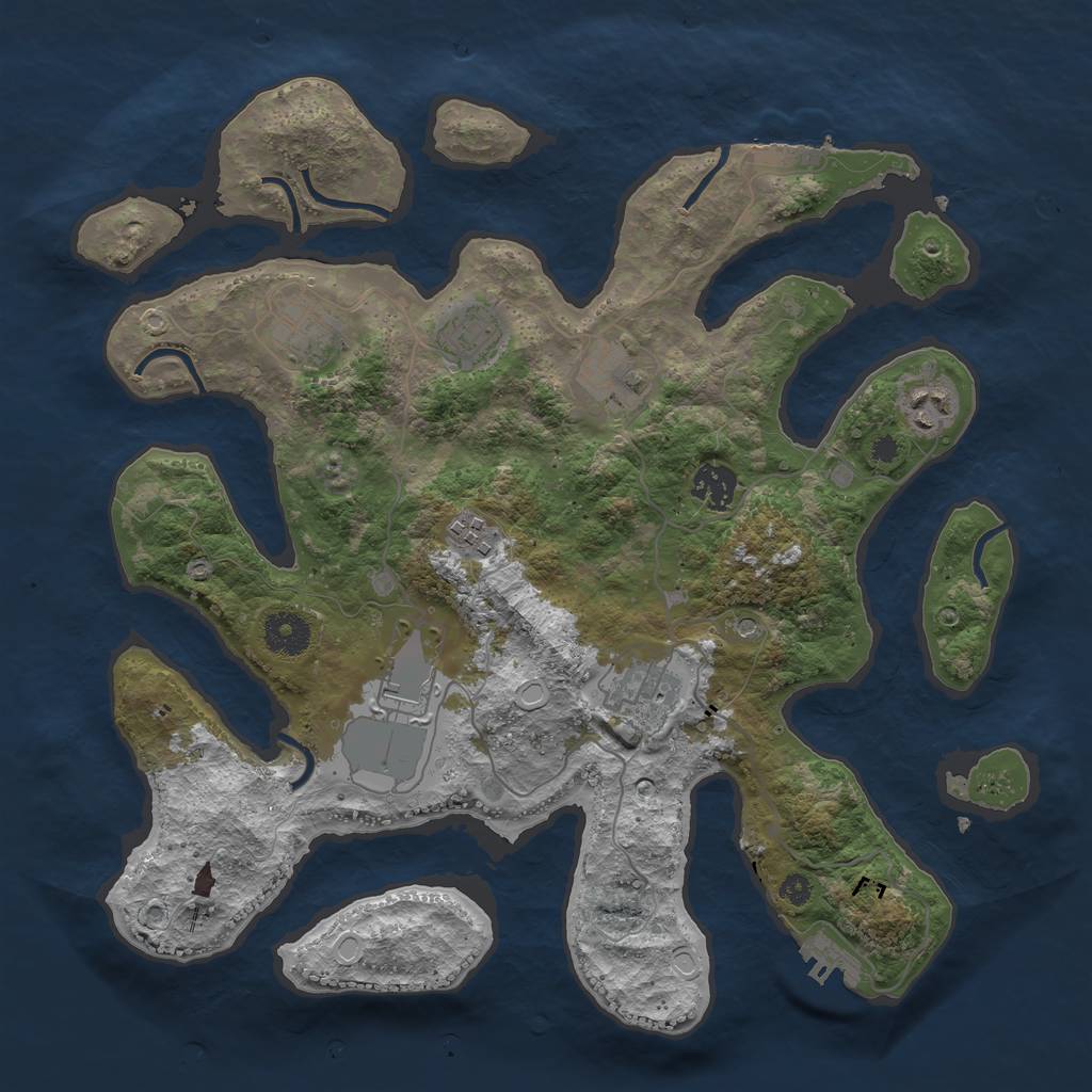 Rust Map: Procedural Map, Size: 3600, Seed: 8621, 19 Monuments