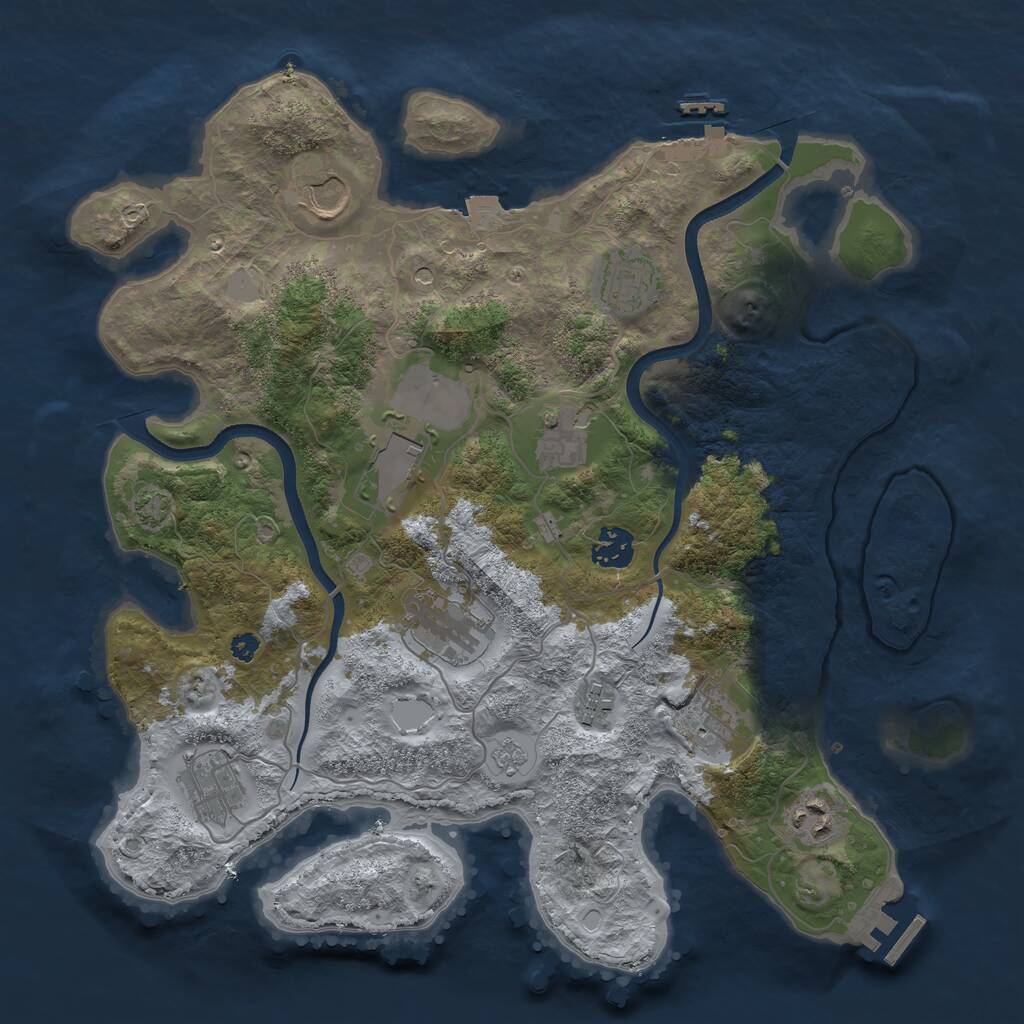 Rust Map: Procedural Map, Size: 3600, Seed: 8621, 16 Monuments