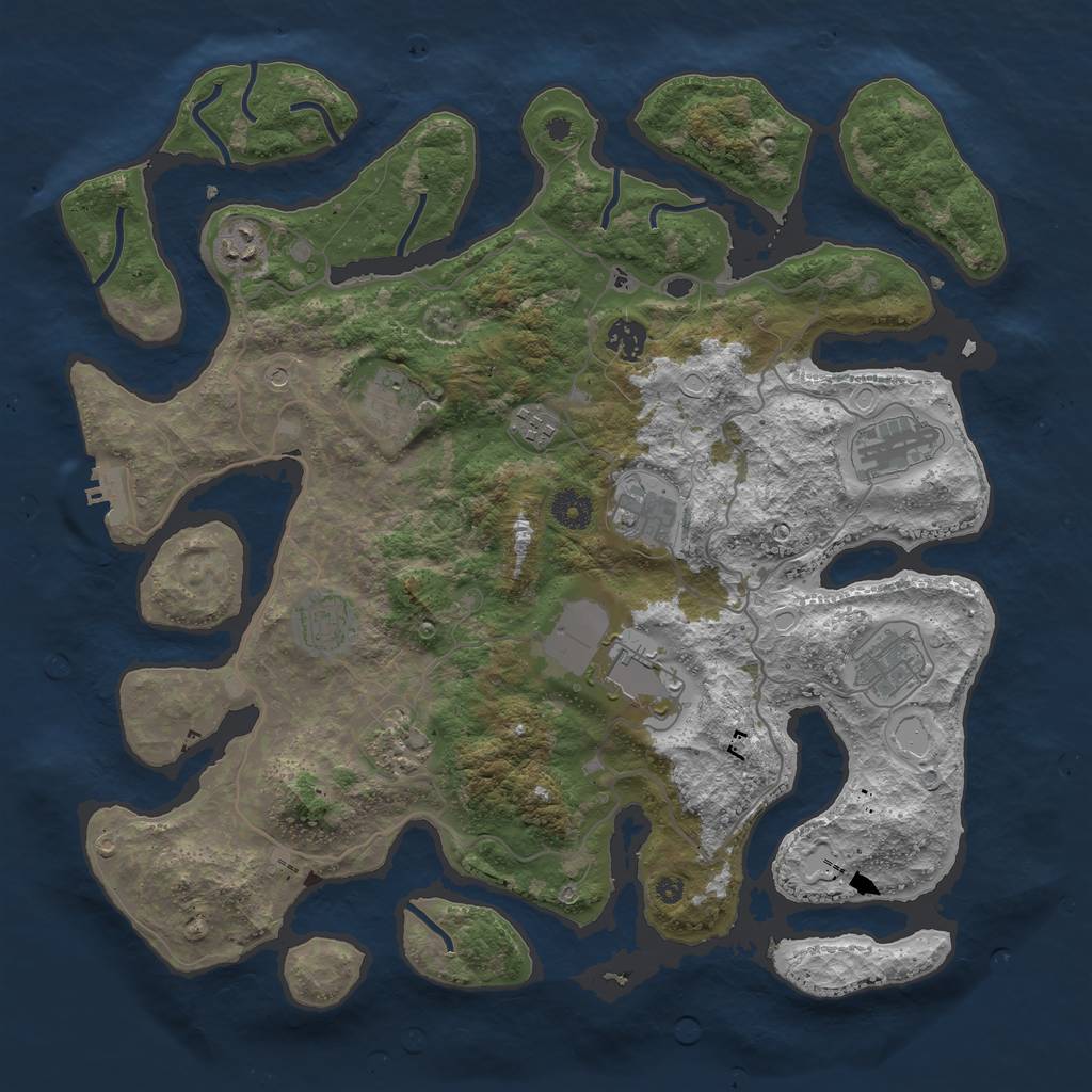 Rust Map: Procedural Map, Size: 4000, Seed: 842525, 20 Monuments