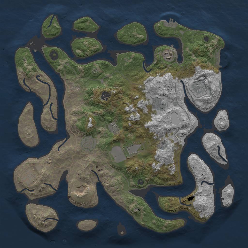 Rust Map: Procedural Map, Size: 4000, Seed: 123654789, 20 Monuments