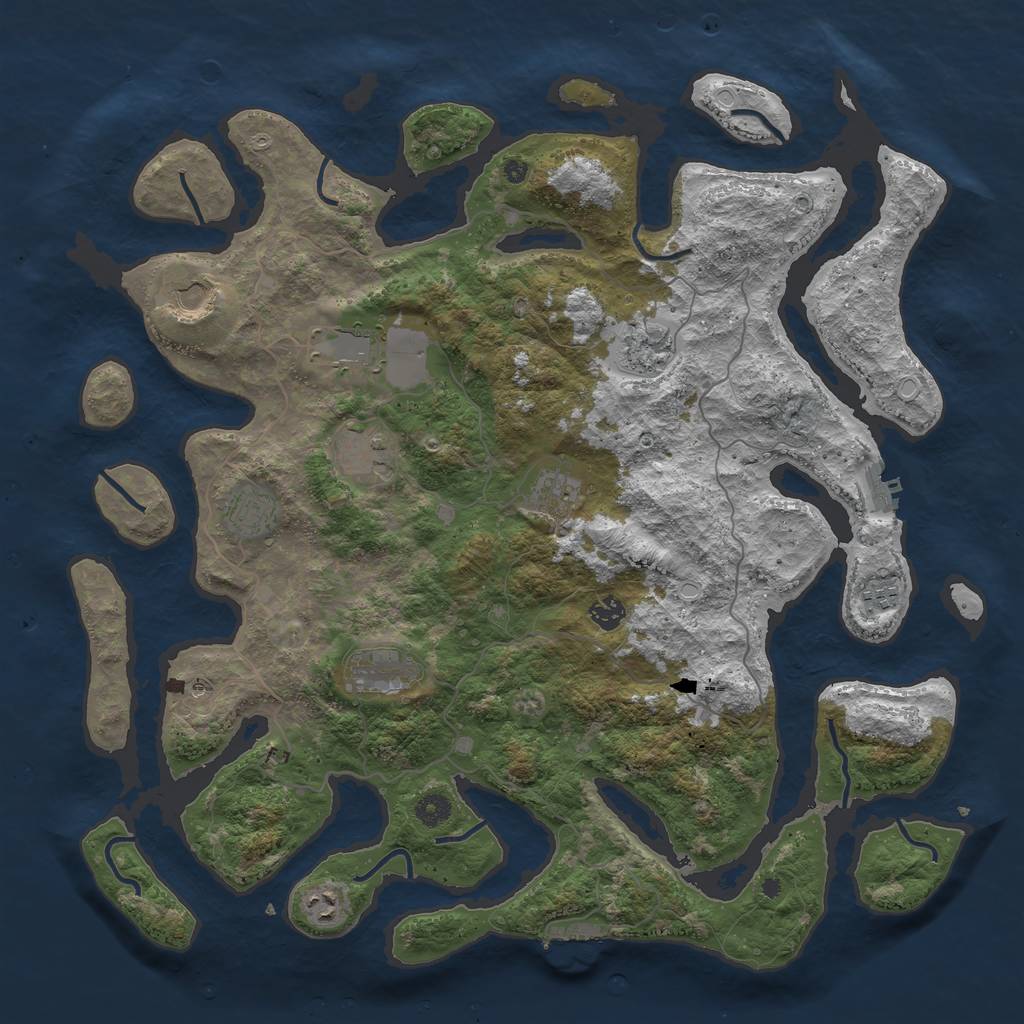 Rust Map: Procedural Map, Size: 4500, Seed: 28215, 21 Monuments