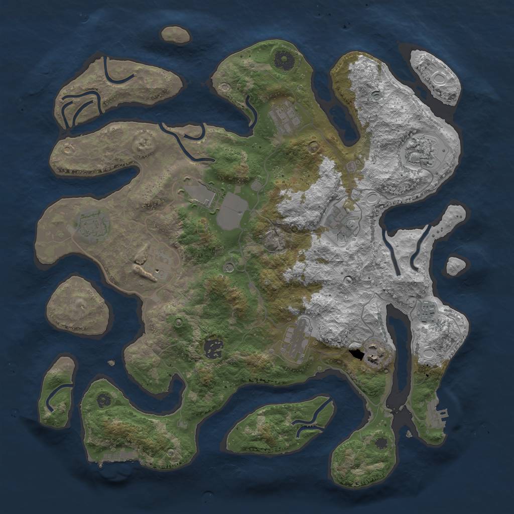 Rust Map: Procedural Map, Size: 3800, Seed: 895613, 21 Monuments