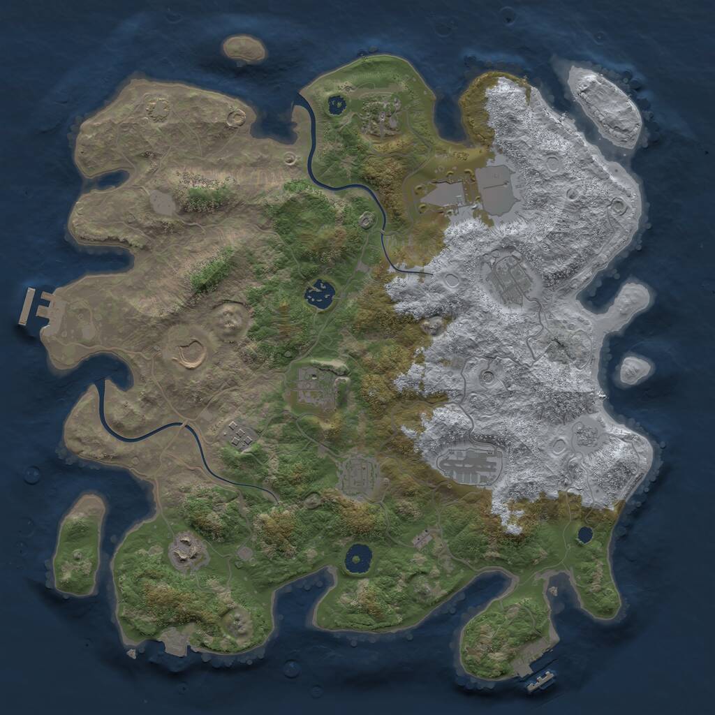 Rust Map: Procedural Map, Size: 3800, Seed: 895613, 16 Monuments