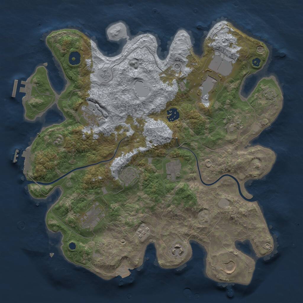 Rust Map: Procedural Map, Size: 3500, Seed: 516839575, 16 Monuments