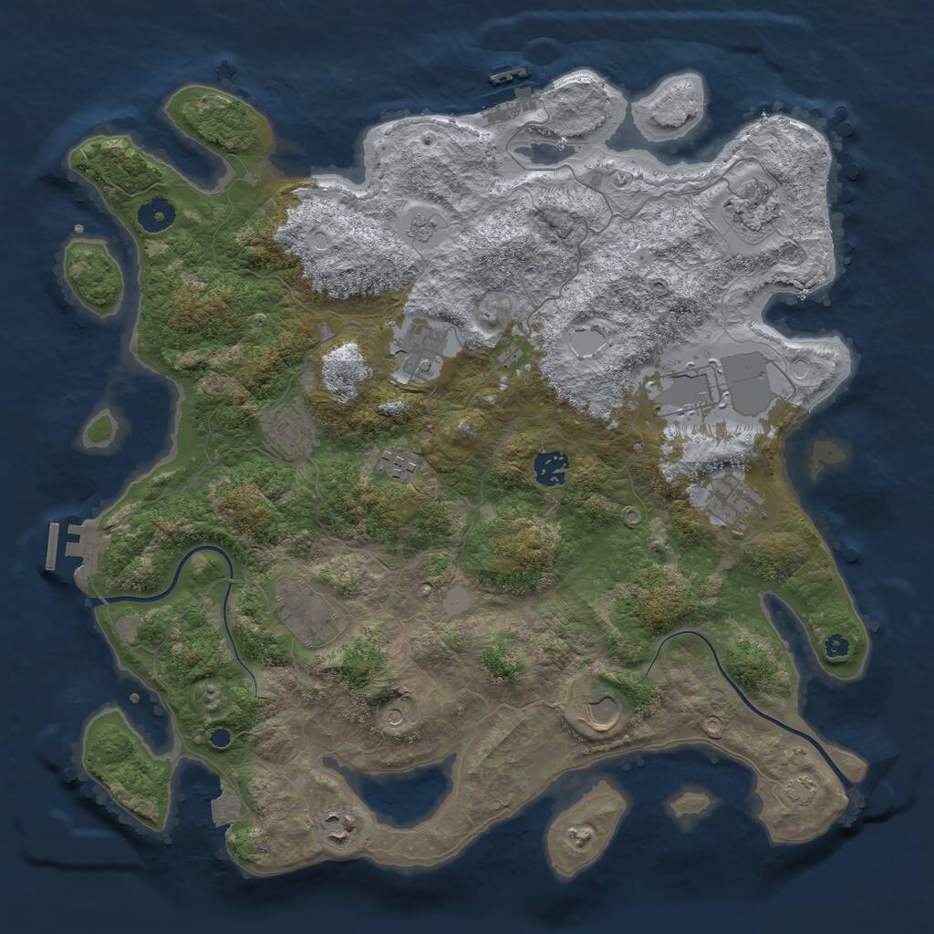 Rust Map: Procedural Map, Size: 3950, Seed: 226252, 16 Monuments