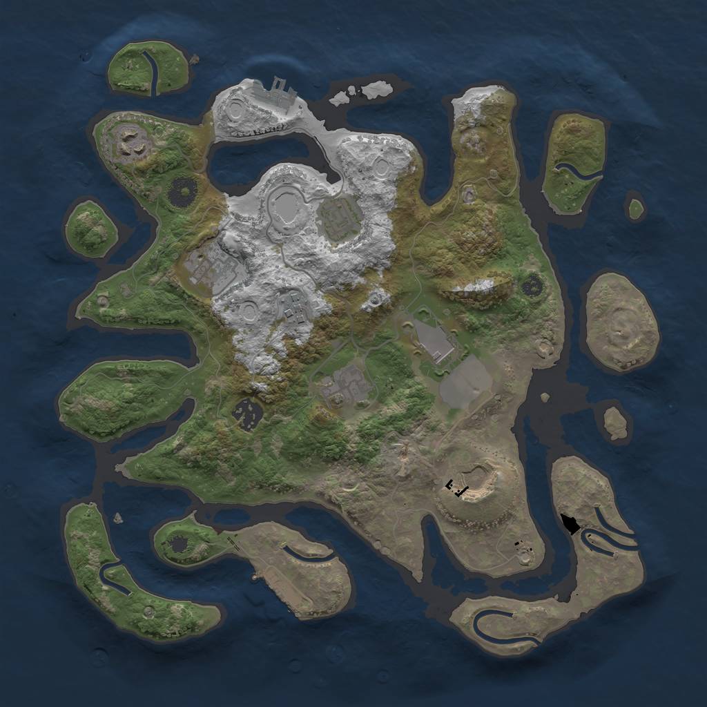 Rust Map: Procedural Map, Size: 3500, Seed: 1696442319, 18 Monuments